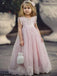 Cheap Pink Tulle Lace Applique Ball Gown Little Long Flower Girl Dresses, Wedding Flower Girl Dresses, FGD022