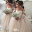 Lovely Full Sleeve Lace Applique Ball Gown Little Long Flower Girl Dresses, Wedding Flower Girl Dresses, FGD023