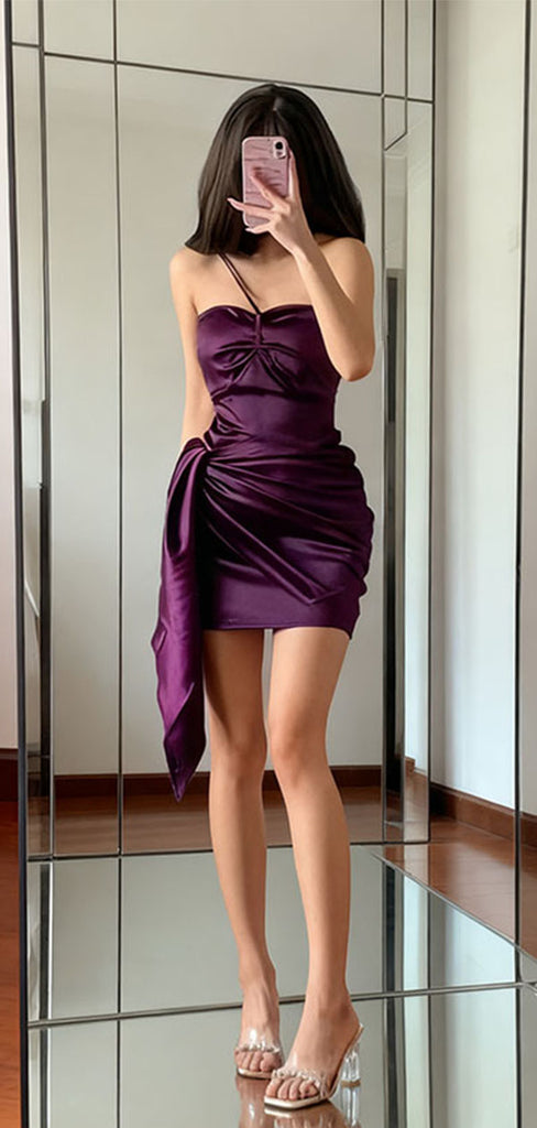 Sexy Purple Sweetheart Sleeveless Mermaid Short Homecoming Dresses For Party, EPT666