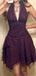 Sexy Purple V-Neck Sleeveless A-Line Short Homecoming Dresses For Party , EPT663