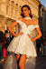 Elegant White Off-Shoulder A-Line Short Homecoming Dresses For Birthday Party, EPT716