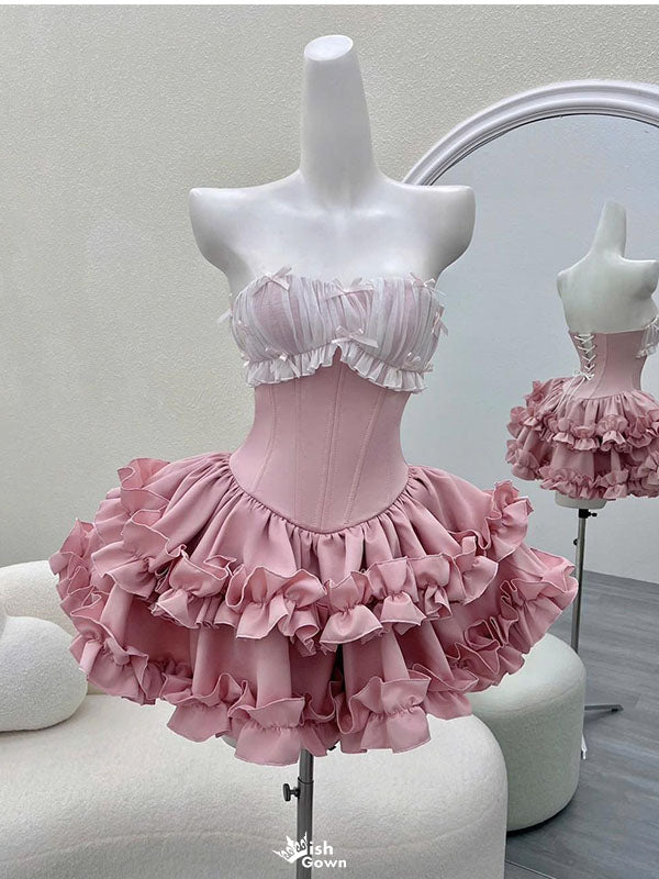 Cute Pink Sweetheart Sleeveless A-Line Short Homecoming Dresses For Party , EPT661