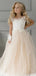 Cute Pink Spaghetti Strap Sleeveless Long A-Line Flower Girl Dress, FG024