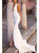 Simple White Mermaid Deep V-neck Backless Party Prom Dresses,Evening Dresses,WGP301