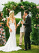 Charming Mermaid V Neck Lace Applique Elegant Bridal Long Wedding Dresses, WDH079