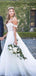 Romantic Lace Off Shoulder V Neck With Train Applique Popular Bridal Long Wedding Dresses, WDH096