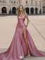 Sexy Pink Sweetheart Mermaid Side Slit Long Prom Dress Ideas, Evening Party Dresses , WGP1869