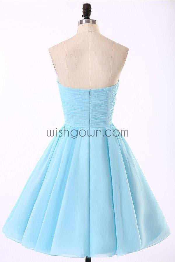 Junior Cute Cheap Straight Neckline Light Blue homecoming dresses, CM0018