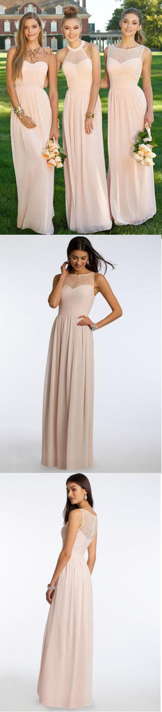 Mismatched Different Styles Chiffon Blush Pink Modern Formal Floor-Length Cheap Bridesmaid Dresses, WG103