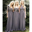 Junior Popular Convertible Chiffon Gray A Line Cheap Long Bridesmaid Dresses for Wedding Party, WG111