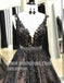 Most Popular Black Applique Formal Long Evening Prom Dresses, WG1110