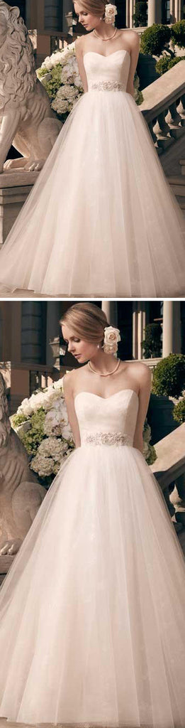 Charming Sweetheart Long A-line Rhinestone Princess Wedding Party Dresses, WD0116 - Wish Gown