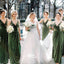 Green Velvet Spaghetti Straps Pleats Backless A-line Bridesmaid Dresses, WGM075