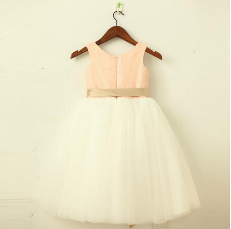 Lovely Sequin Top Tulle Pretty Flower Girl Dresses, Weding Little Girl Dresses, FGS016