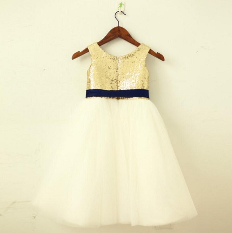 Lovely Sequin Top Tulle Pretty Flower Girl Dresses, Weding Little Girl Dresses, FGS016