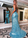 Two Pieces Sequins Spaghetti Straps Lace Up Mermaid Evening Gowns Prom Dresses , WGP138