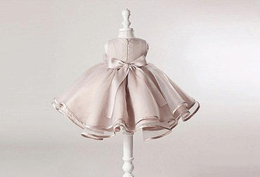 Dusty Pink Satin Tulle Zip Up Flower Girl Dresses, Lovely Little Girl Dresses with Flower Bow, FG030 - Wish Gown