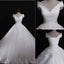 Classic Style Off Shoulder Lace Up Vantage Lace Wedding Dresses, WD0180 - Wish Gown