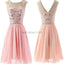 Fashion Blush Pink Beaded Chiffon cute graduation homecoming dresses, BD00194 - Wish Gown