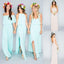 Pretty Young Junior Tiffany Blue Mismatched Different Styles Side Split Cheap Long Bridesmaid Dresses, WG197