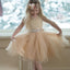 Illusion Lace Top Tulle Flower Girl Dresses, Popular Little Girl Dresses with rhinestone Belt, FG033