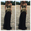 Popular Junior Sweet Heart Goledn Black Formal A Line Cheap Floor Length Prom Dresses, WG234