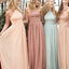 Simple Chiffon Hlater Floor-Length Cheap Free Custom Make High Quality Maxi Bridesmaid Dresses, WG28