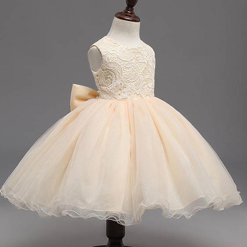 Beige Lace Top Sleeveless Flower Girl Dresses, Popular Tulle Flower Girl Dresses,  FG039 - Wish Gown