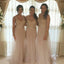 Pretty Tulle Mismatched Applique Elegant Long Wedding Bridesmaid Dresses, WG320