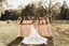 Charming Short Sleeves V Neck Cheap Long Wedding Party Bridesmaid Dresses, WG440 - Wish Gown