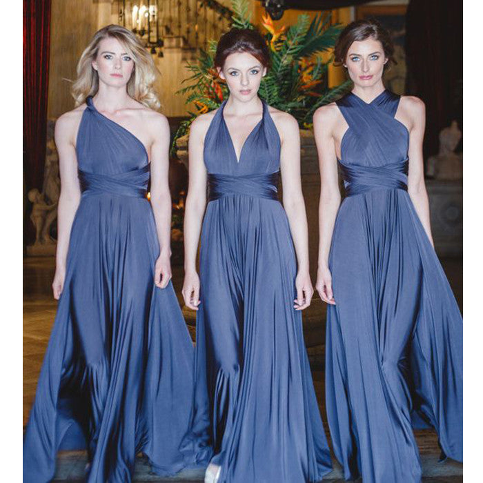 Simple Convertible Cheap Floor-Length Formal Bridesmaid Dresses, WG171