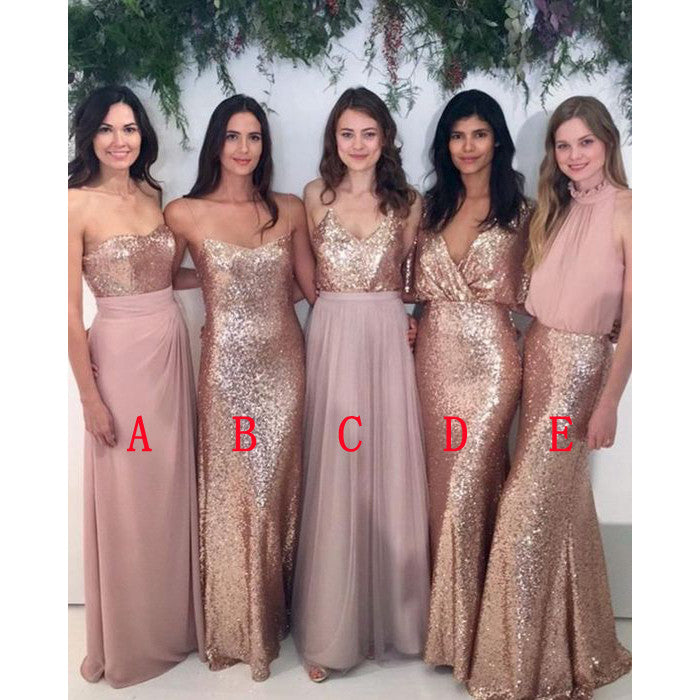 Most Popular Sequin Mismatched Long Wedding Bridesmaid Dresses, WG412