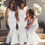 White Mermaid Sexy Cheap Elegant Long Bridesmaid Dresses, WG420