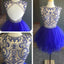 Royal vintage open back mini cap sleeve National style unique homecoming prom dress,BD0045