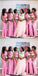 Elegant Pink Mermaid Side Slit Halter Cheap Long Bridesmaid Dresses Online, WGM132