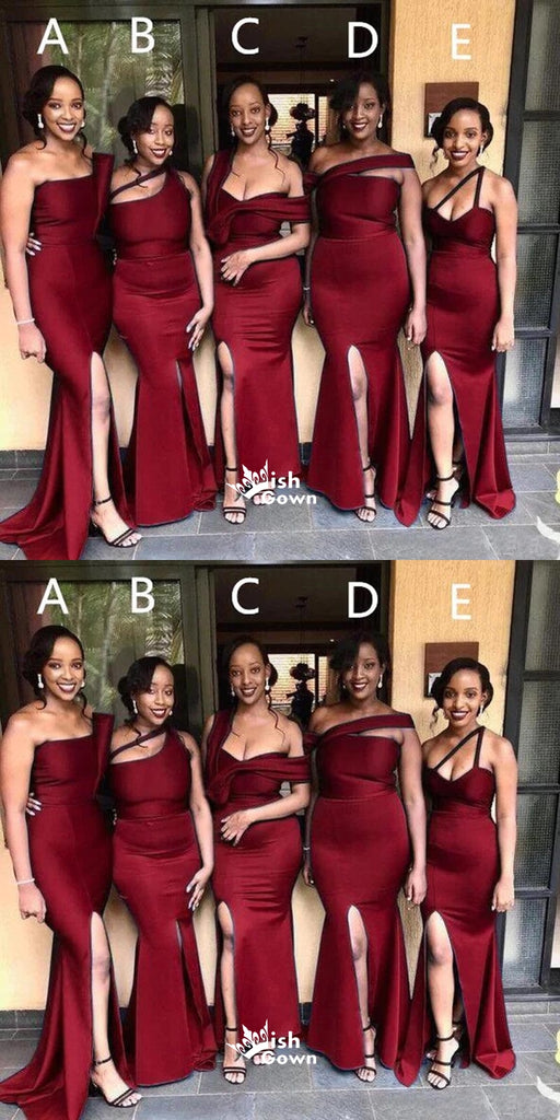 Mismatched Sexy Burgundy Mermaid Maxi Long Bridesmaid Dresses Online, WGM143