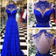 Gorgeous Beaded High Neck Roayl Blue Backless Long Prom Dress, WG576 - Wish Gown