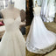 Charming Unique Round Neck Sleeves White Lace See Through Back Long Wedding Dress, WG627