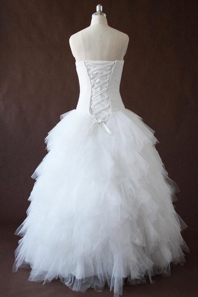 Criss Cross Tulle Simple Pleated Sweetheart Neckline Cheap Long Wedding Dress, WG644 - Wish Gown