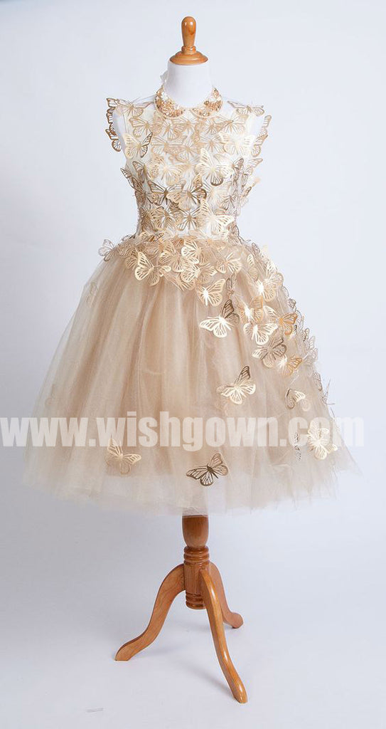 Cute Butterfly Affordable Tulle Charming Flower Girl Dresses for Wedding Party, FGS124 - Wish Gown