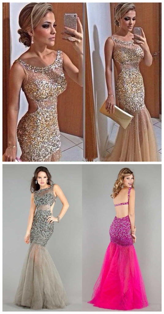 Long Sparkle Backless Charming Sexy Gorgeous Popular Mermaid Evening Prom Dresses Online, PD0100