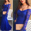 Royal Blue Party Sexy Lace Long Sleeve Inexpensive Evening Prom Dresses Online, PD0116