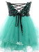 Mint Green Sweetheart Appliques Strapless Lace Up Mini Cocktai Homecoming Prom Dresses, BD00148