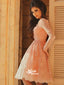 Charming Long Sleeve Pink Lace Knee-length V-neck Homecoming Prom Gown Dress, BD0018