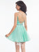 Mint Green Spaghetti Strap Beads Chiffon A-line Short Freshman Homecoming Prom Gown Dresses, BD00182