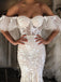 Unique Off the Shoulder Sweetheart Mermaid Applique Long Wedding Dresses, BW152