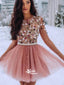 Long Sleeves Seen Through Short Homecoming Dresses EPT114