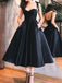 Elegant Black Spaghetti Strap Short Homecoming Dresses EPT115