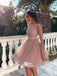 Pretty Sequin Rose Long Sleeve Short Homecoming Dresses, EPT120