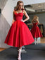 Gorgeous Red Spaghetti Strap Knee Length Homecoming Dresses, EPT124